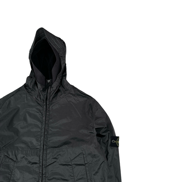 Stone Island 2007 Charcoal Nylon Metal Hooded Velvet Lined Jacket - Large