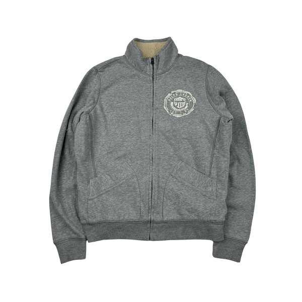 Ralph Lauren Grey Cotton Fleece Pile Zipped Jumper - Medium