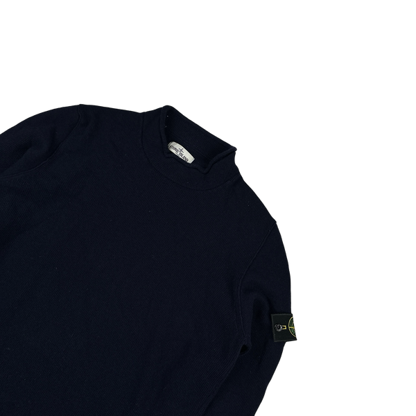 Stone Island 2013 Navy Wool Knit Mock Neck Jumper - Large