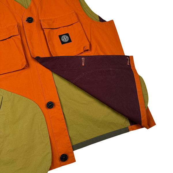 Stone Island 2019 Orange Tela Placcata Bicolore Vest -XXL
