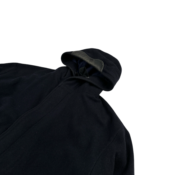 Stone Island 1998 Navy Green Edge Wool Long Parka Jacket - Large