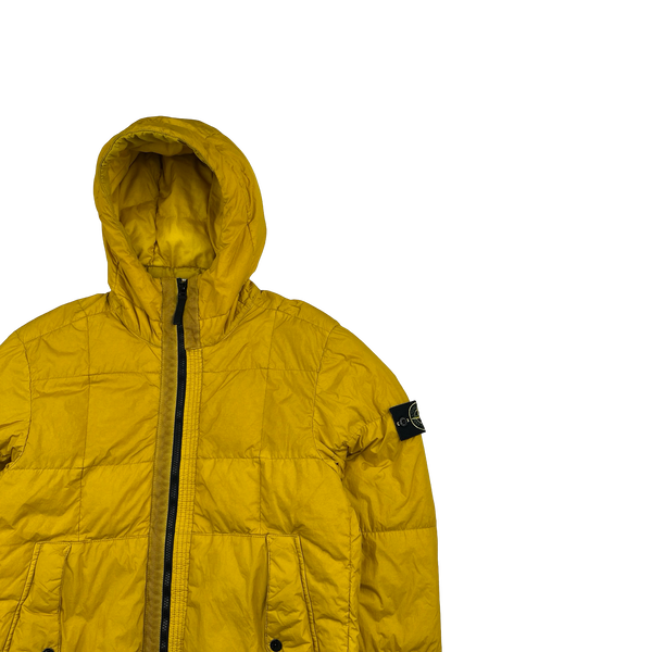 Stone Island 2018 Yellow Down Filled Crinkle Puffer Jacket - Medium