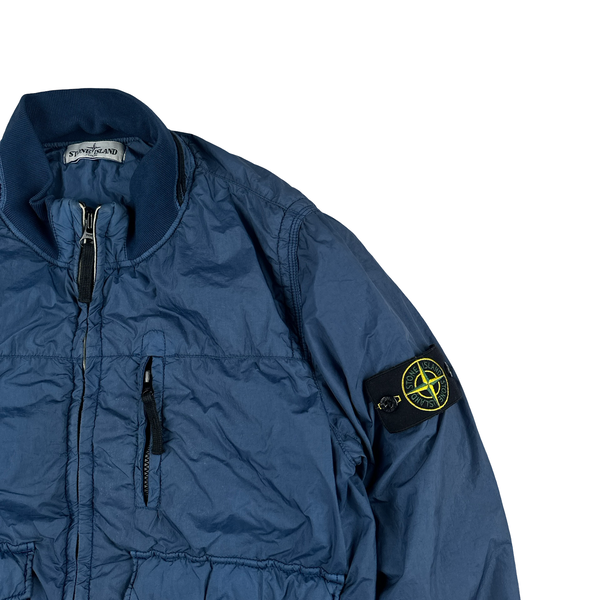 Stone Island 2012 Blue 30th Anni Garment Dyed Nylon Tela Quilted Jacket - Medium