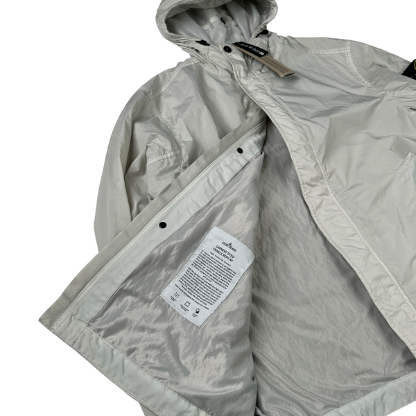 Stone Island 2025 Garment Dyed White Crinkle Reps Jacket - Large