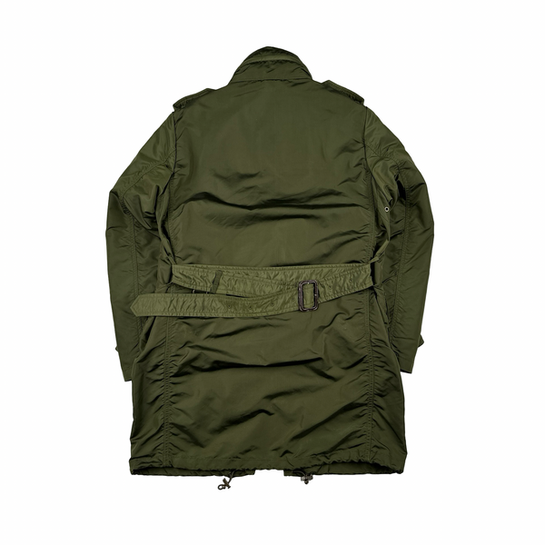 Burberry Green Multi Pocket Quilted Lined Long Jacket - Medium