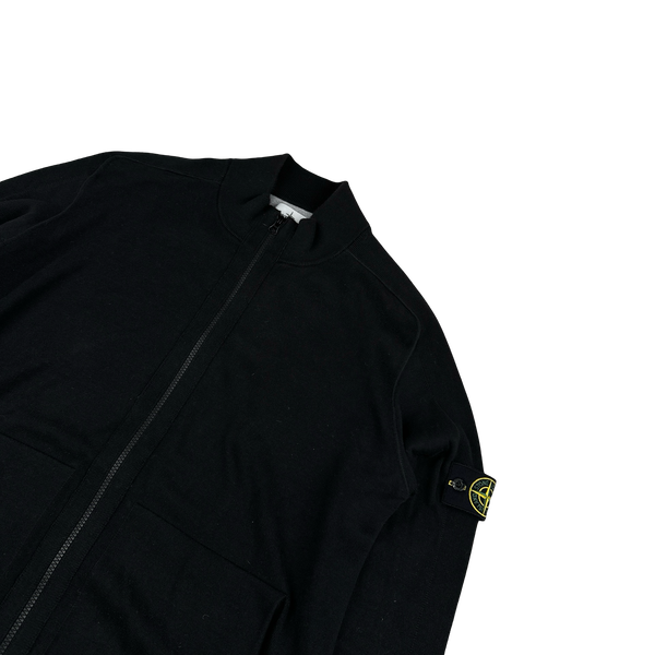 Stone Island Black Cotton Knit Zipped High Neck Jumper - 3XL
