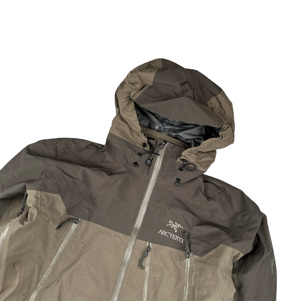 Arcteryx Brown Two Tone Gore-tex Pro Zipped Hooded Jacket - Large