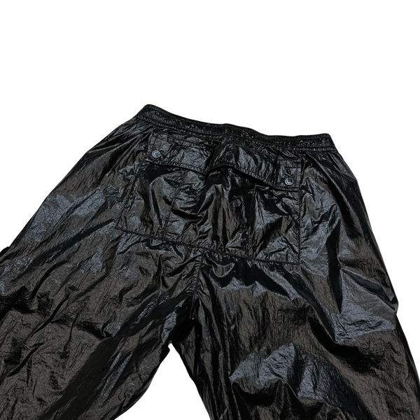 Stone Island 2020 Black Crinkled-Effect Lucido Track Pants - 32"