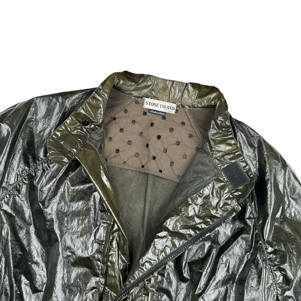 Stone Island 2001 Dark Green Micro Felt Transparent Laminated Web Jacket - Large