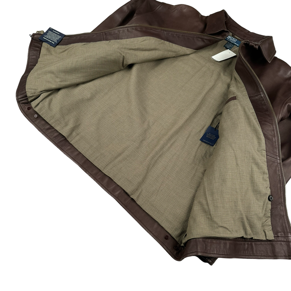 Ralph Lauren Brown Collar Leather Jacket - XL