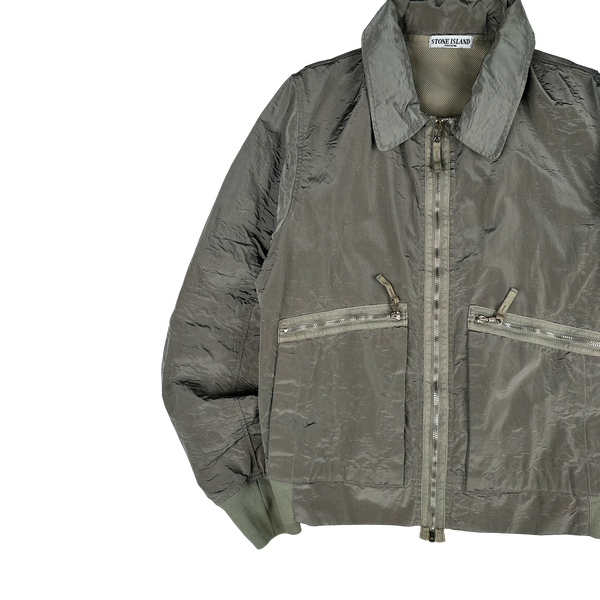 Stone Island 2008 Archive Grey Nylon Metal Bomber Jacket - L
