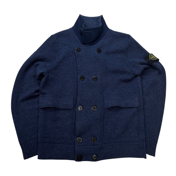 Stone Island 2012 Blue Wool Buttoned Wool Jacket - Large