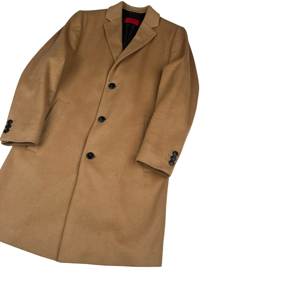 Hugo Boss Beige Cashmere Wool Blend Lined Trench Coat - Medium