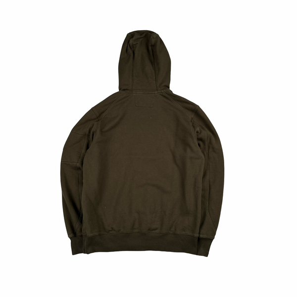 CP Company Khaki Cotton Lens View Hoodie - Large