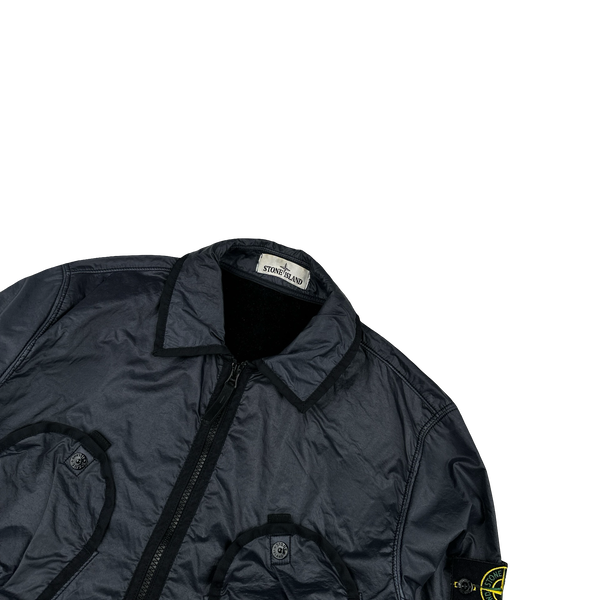 Stone Island 2020 Black Lamy Flock Zipped Overshirt - Small