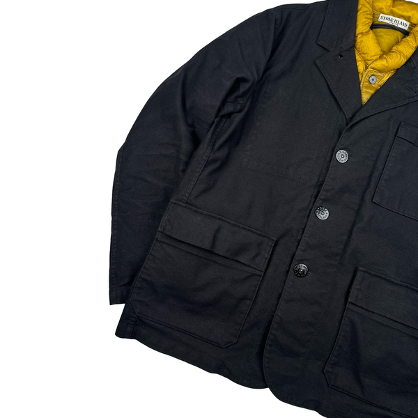 Stone Island 2011 Black Mil Spec Diagonal Wool Dutch Rope Liner Buttoned Jacket - XL
