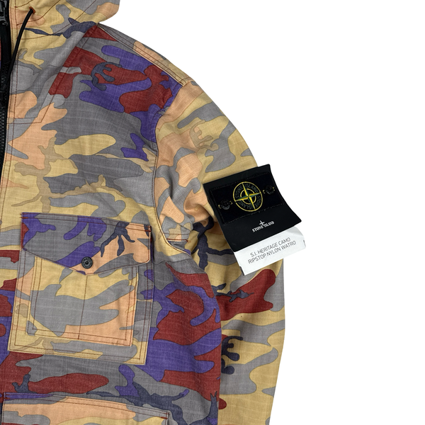 Stone Island 2022 Heritage Camo Ripstop Nylon Watro Hooded Jacket - XL