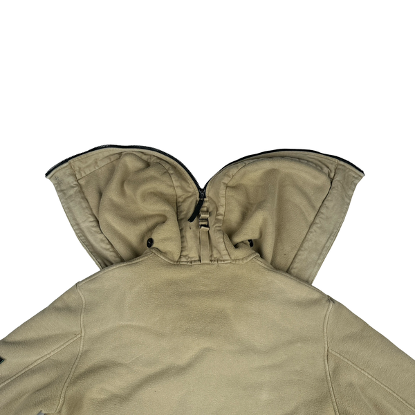 Stone Island 1999 Beige Butterfly Hood Fleece Lined Vintage Buttoned Jumper - XL