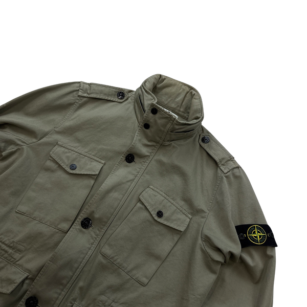 Stone Island Beige Structured Cotton Multipocket Field Jacket - Large