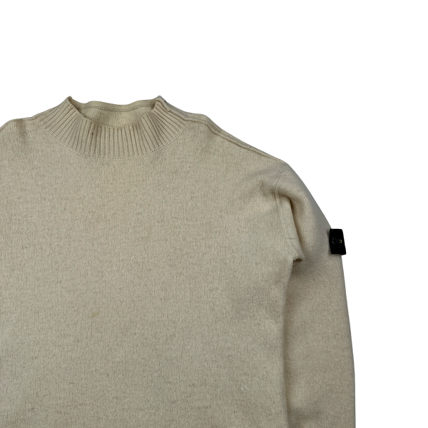 Stone Island 2000 Vintage Wool Cream Knit Jumper - XL