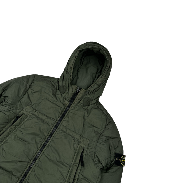Stone Island 2020 Khaki Crinkle Reps Puffer Jacket - Small