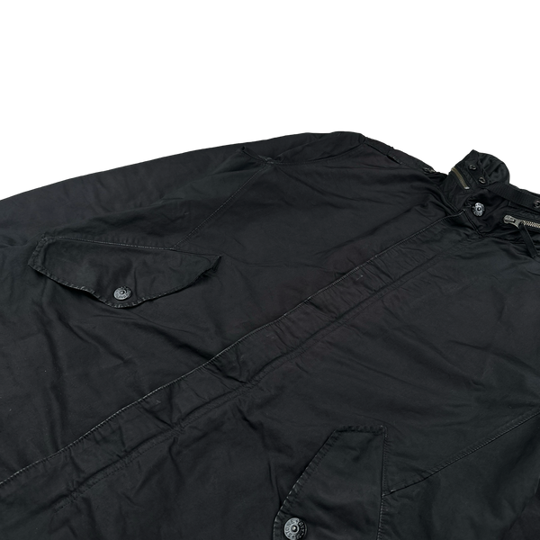 Stone Island Black David TC Long Parka Jacket - Medium