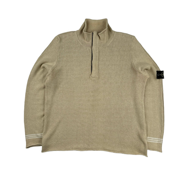 Stone Island 2003 Beige Silk Blend Vintage Knit Pullover - XL