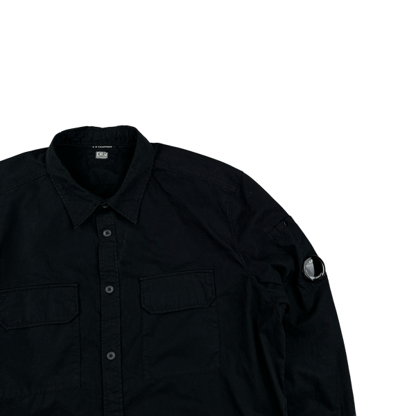 CP Company Black Garment Dyed Buttoned Shirt - XL