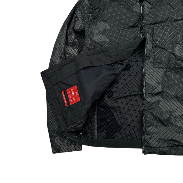 CP Company Black Grey Camo Net Overshirt Jacket - Large