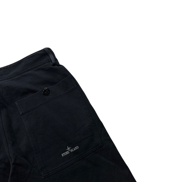 Stone Island 2010 Navy Spellout Cotton Jogger Shorts - Small