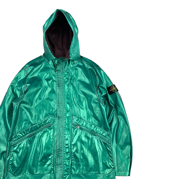 Stone Island 2015 Reversible Green Spaceman Raso Gommato Jacket - Large