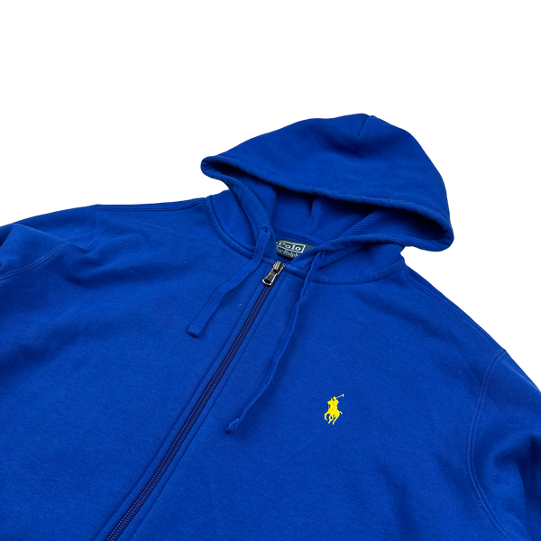 Ralph Lauren Blue Cotton Zipped Hoodie - Medium