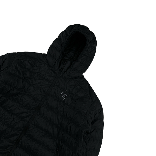 Arcteryx Black Down Filled Zipped Hooded Jacket - Large