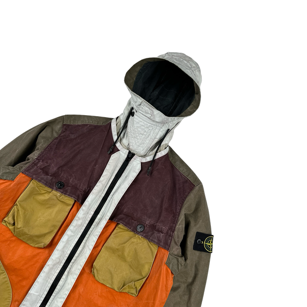 Stone Island 2019 Tela Placcata Resin Coated Bicolore Hooded Jacket - Small