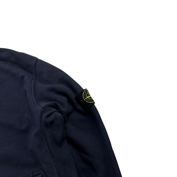 Stone Island Navy High Neck Buttoned Collared Jumper - XXL