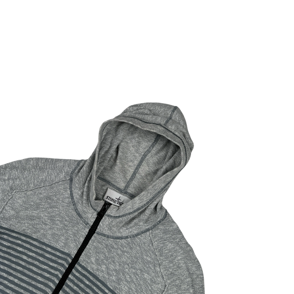 Stone Island 2017 Blue Marl Marina Cotton Lightweight Knit Zipped Hoodie - Small