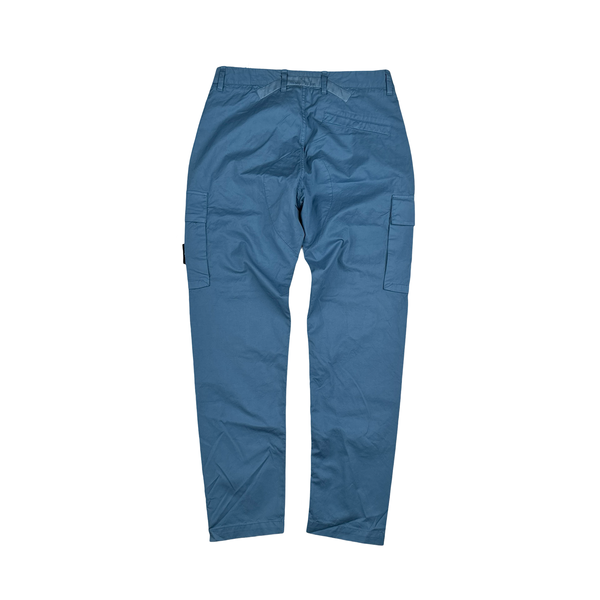 Stone Island 2022 Blue RE-T Cotton Cargo Trousers - Small