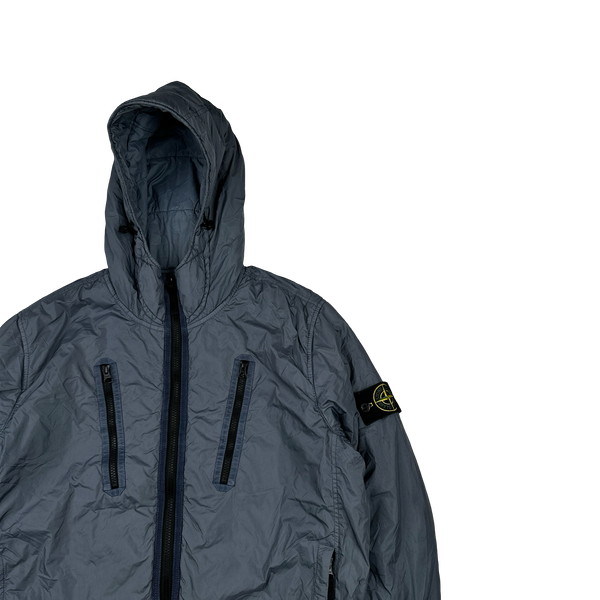 Stone Island 2022 Blue Crinkle R-NY Garment Dyed Jacket - Medium