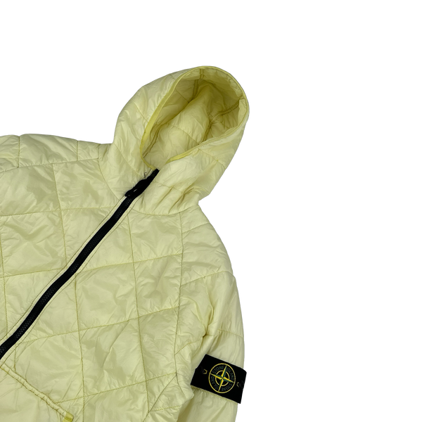 Stone Island 2019 Yellow Garment Dyed Quilted Micro Yarn Hooded Jacket - Large