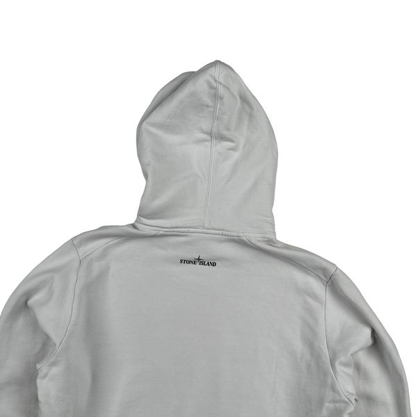 Stone Island 2017 White Spellout Pullover Cotton Hoodie - Medium