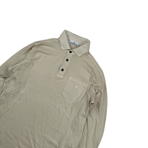 Stone Island 2018 Beige Compass Longsleeve Polo Shirt - Medium
