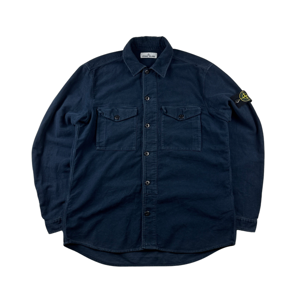 Stone Island 2017 Navy Thick Brushed Cotton Overshirt - XL