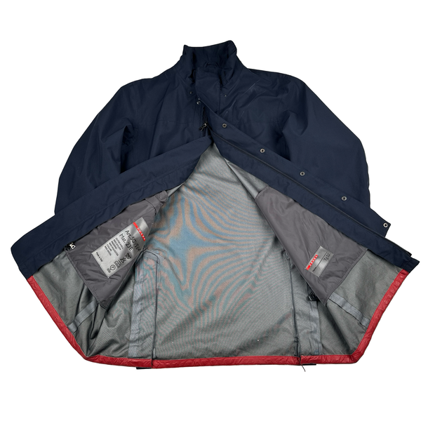 Prada Navy Nylon Red Tab Goretex Shell Long Jacket - XL