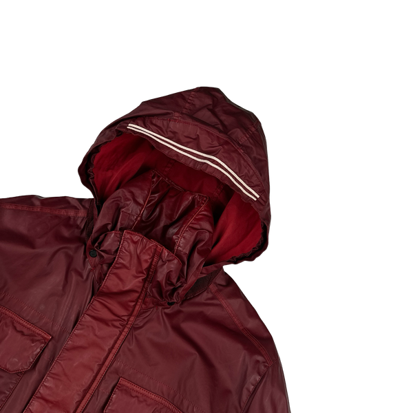 Stone Island 2011 Cherry Red Multipocket Mussola Gommato Jacket - Large