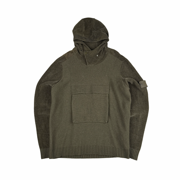 Stone Island 2019 Khaki Ghost Chenille Chest Pocket Hooded Jumper - XXL