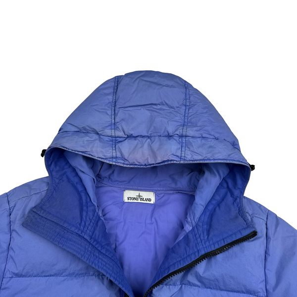 Stone Island 2021 Blue Crinkle NY Down Puffer Jacket - Large