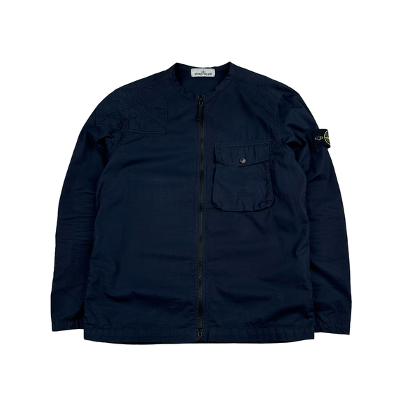 Stone Island 2019 Navy Cotton Zipped Shirt - Medium