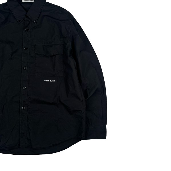 Stone Island 2024 Black Light Cotton Spellout Shirt - Large