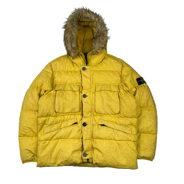 Stone Island 2018 Yellow Lino Resinato Down-TC Puffer Jacket - XXL