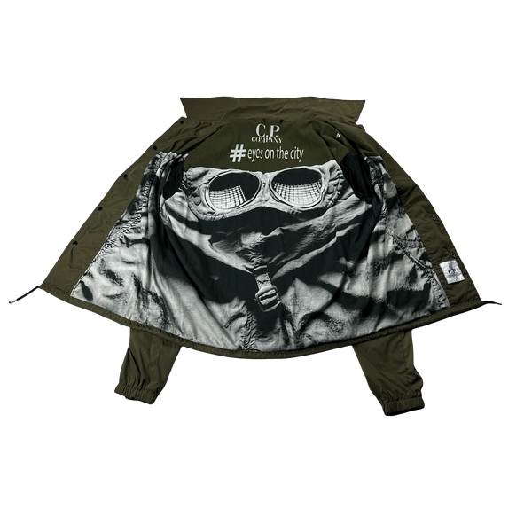 CP Company Khaki Nylon #EyesOnTheCity Coach Jacket - Large